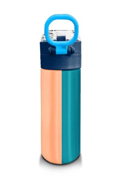 Coral High Kids Renkli Çizgili Desenli Pipetli ve Direkt İçim Çelik Termos 500 ml 31879 - 3