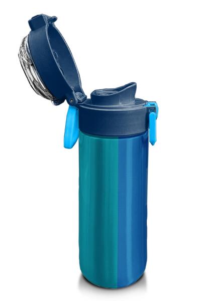 Coral High Kids Renkli Çizgili Desenli Pipetli ve Direkt İçim Çelik Termos 500 ml 31879 - 6