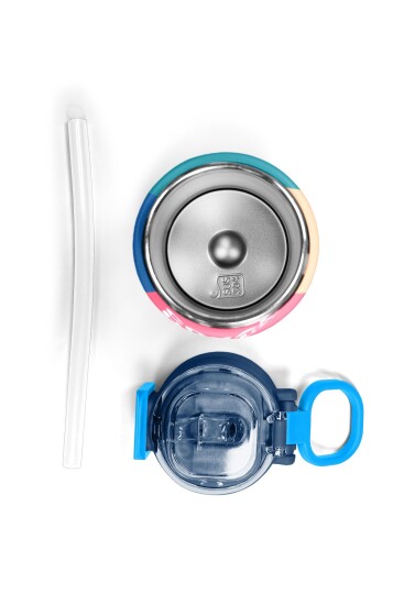 Coral High Kids Renkli Çizgili Desenli Pipetli ve Direkt İçim Çelik Termos 500 ml 31879 - 7
