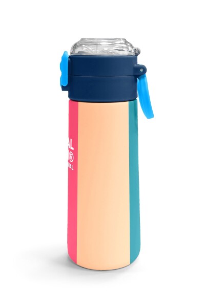 Coral High Kids Renkli Çizgili Desenli Pipetli ve Direkt İçim Çelik Termos 500 ml 31879 - 3