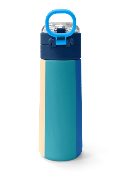 Coral High Kids Renkli Çizgili Desenli Pipetli ve Direkt İçim Çelik Termos 500 ml 31879 - 4