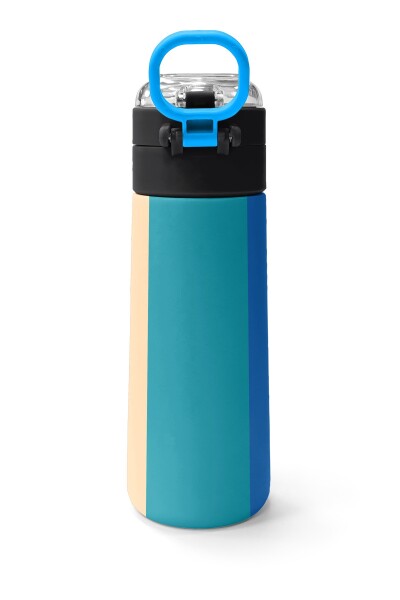 Coral High Kids Renkli Çizgili Desenli Pipetli ve Direkt İçim Çelik Termos 500 ml 31879 - 4