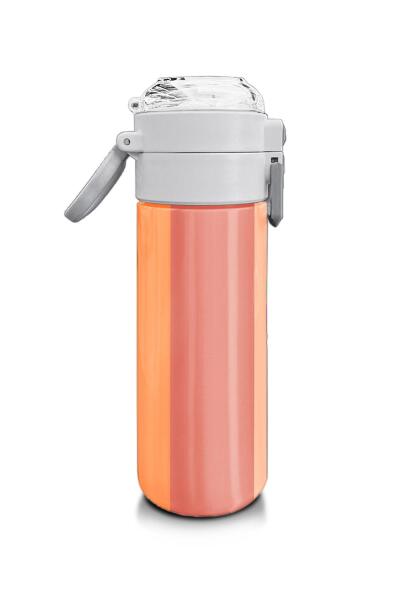 Coral High Kids Renkli Çizgili Desenli Pipetli ve Direkt İçim Çelik Termos 500 ml 31880 - 2