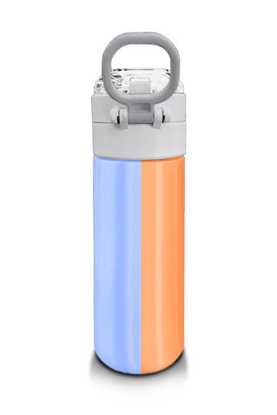 Coral High Kids Renkli Çizgili Desenli Pipetli ve Direkt İçim Çelik Termos 500 ml 31880 - 3