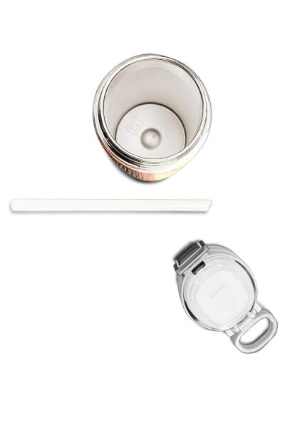 Coral High Kids Renkli Çizgili Desenli Pipetli ve Direkt İçim Çelik Termos 500 ml 31880 - 7
