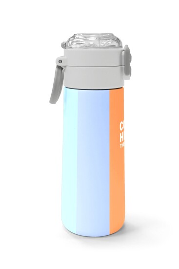 Coral High Kids Renkli Çizgili Desenli Pipetli ve Direkt İçim Çelik Termos 500 ml 31880 - 2