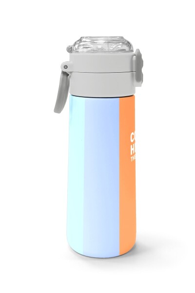 Coral High Kids Renkli Çizgili Desenli Pipetli ve Direkt İçim Çelik Termos 500 ml 31880 - 2