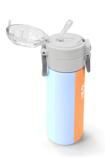 Coral High Kids Renkli Çizgili Desenli Pipetli ve Direkt İçim Çelik Termos 500 ml 31880 - 5