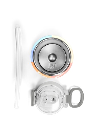 Coral High Kids Renkli Çizgili Desenli Pipetli ve Direkt İçim Çelik Termos 500 ml 31880 - 7