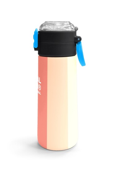 Coral High Kids Renkli Çizgili Desenli Pipetli ve Direkt İçim Çelik Termos 500 ml 31880 - 3