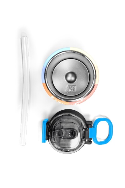 Coral High Kids Renkli Çizgili Desenli Pipetli ve Direkt İçim Çelik Termos 500 ml 31880 - 7