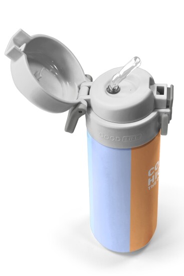 Coral High Kids Renkli Çizgili Desenli Pipetli ve Direkt İçim Çelik Termos 500 ml 31880 - 2