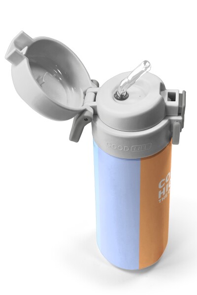 Coral High Kids Renkli Çizgili Desenli Pipetli ve Direkt İçim Çelik Termos 500 ml 31880 - 2