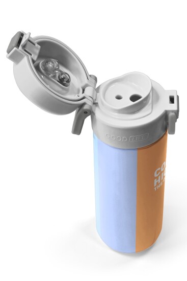 Coral High Kids Renkli Çizgili Desenli Pipetli ve Direkt İçim Çelik Termos 500 ml 31880 - 3