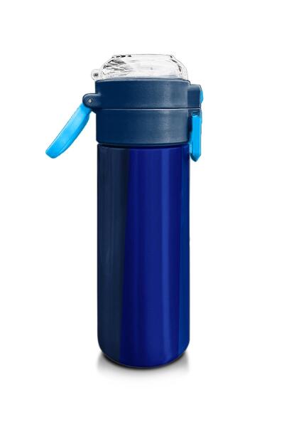 Coral High Kids Renkli Çizgili Desenli Pipetli ve Direkt İçim Çelik Termos 500 ml 31895 - 2