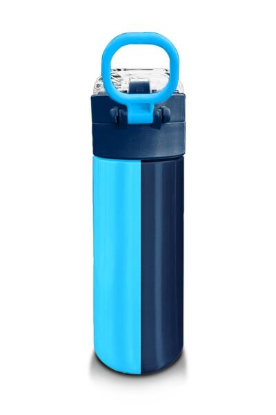 Coral High Kids Renkli Çizgili Desenli Pipetli ve Direkt İçim Çelik Termos 500 ml 31895 - 3