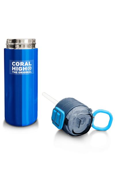 Coral High Kids Renkli Çizgili Desenli Pipetli ve Direkt İçim Çelik Termos 500 ml 31895 - 4
