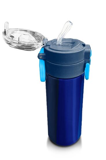 Coral High Kids Renkli Çizgili Desenli Pipetli ve Direkt İçim Çelik Termos 500 ml 31895 - 5