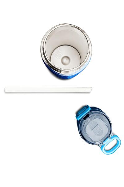 Coral High Kids Renkli Çizgili Desenli Pipetli ve Direkt İçim Çelik Termos 500 ml 31895 - 7