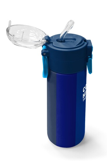 Coral High Kids Renkli Çizgili Desenli Pipetli ve Direkt İçim Çelik Termos 500 ml 31895 - 5