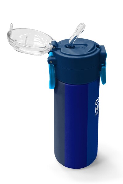 Coral High Kids Renkli Çizgili Desenli Pipetli ve Direkt İçim Çelik Termos 500 ml 31895 - 5