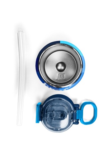 Coral High Kids Renkli Çizgili Desenli Pipetli ve Direkt İçim Çelik Termos 500 ml 31895 - 7