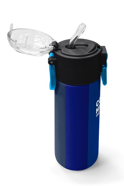 Coral High Kids Renkli Çizgili Desenli Pipetli ve Direkt İçim Çelik Termos 500 ml 31895 - 5