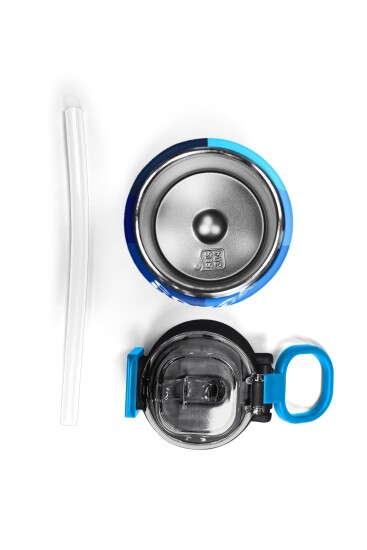 Coral High Kids Renkli Çizgili Desenli Pipetli ve Direkt İçim Çelik Termos 500 ml 31895 - 7