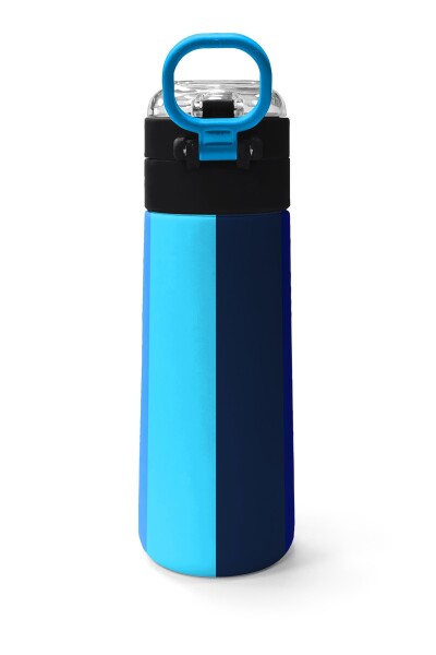 Coral High Kids Renkli Çizgili Desenli Pipetli ve Direkt İçim Çelik Termos 500 ml 31895 - 4