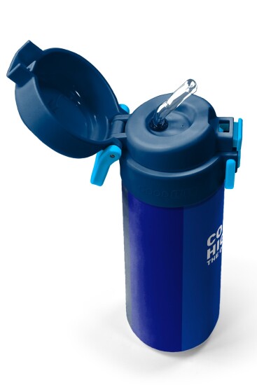 Coral High Kids Renkli Çizgili Desenli Pipetli ve Direkt İçim Çelik Termos 500 ml 31895 - 2