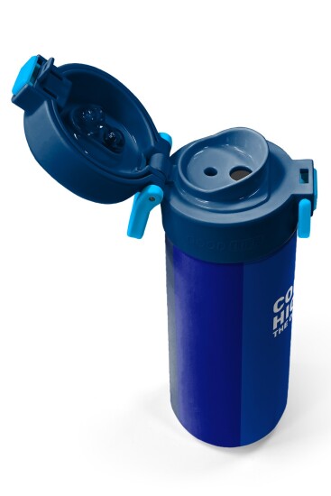 Coral High Kids Renkli Çizgili Desenli Pipetli ve Direkt İçim Çelik Termos 500 ml 31895 - 3