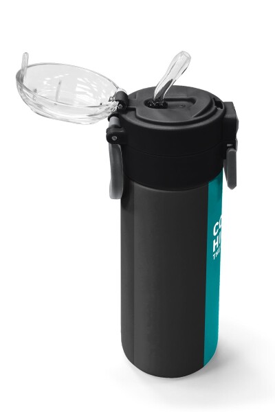 Coral High Kids Renkli Çizgili Desenli Pipetli ve Direkt İçim Çelik Termos 500 ml 31896 - 5