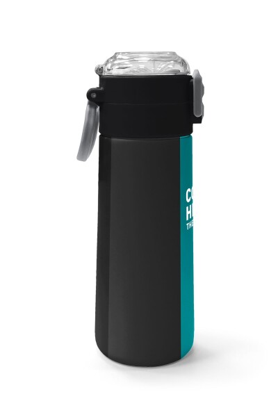 Coral High Kids Renkli Çizgili Desenli Pipetli ve Direkt İçim Çelik Termos 500 ml 31896 - 2