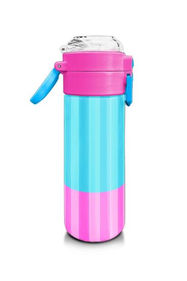 Coral High Kids Renkli Çizgili Desenli Pipetli ve Direkt İçim Çelik Termos 500 ml 31987 - 2