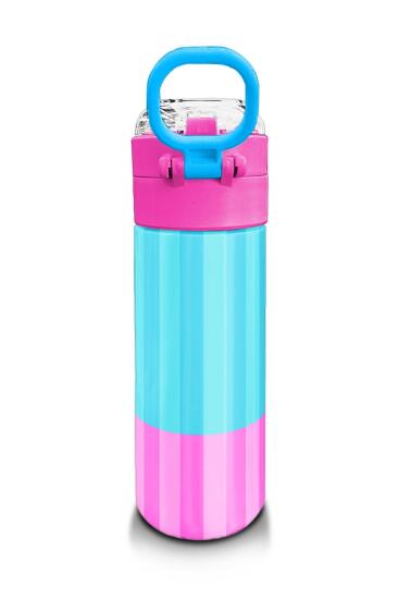 Coral High Kids Renkli Çizgili Desenli Pipetli ve Direkt İçim Çelik Termos 500 ml 31987 - 3