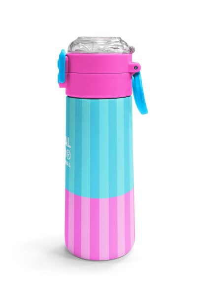 Coral High Kids Renkli Çizgili Desenli Pipetli ve Direkt İçim Çelik Termos 500 ml 31987 - 4