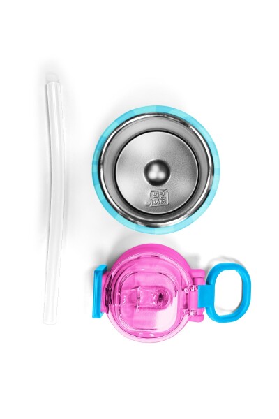 Coral High Kids Renkli Çizgili Desenli Pipetli ve Direkt İçim Çelik Termos 500 ml 31987 - 8