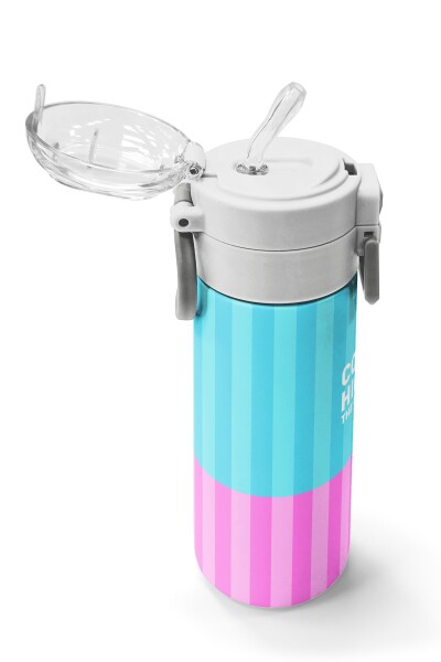 Coral High Kids Renkli Çizgili Desenli Pipetli ve Direkt İçim Çelik Termos 500 ml 31987 - 5