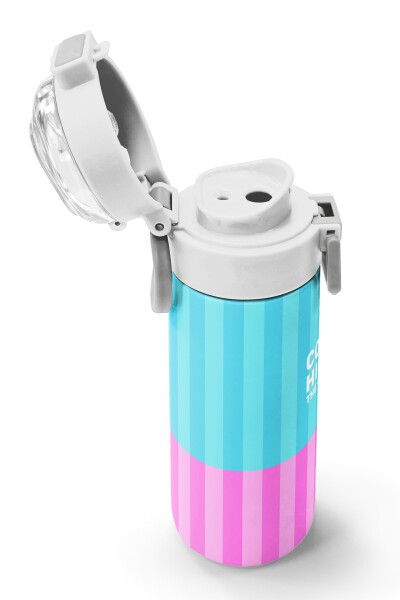 Coral High Kids Renkli Çizgili Desenli Pipetli ve Direkt İçim Çelik Termos 500 ml 31987 - 6