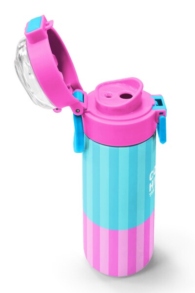 Coral High Kids Renkli Çizgili Desenli Pipetli ve Direkt İçim Çelik Termos 500 ml 31987 - 6