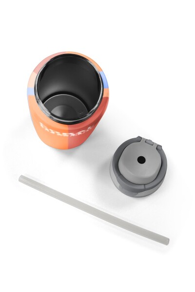 Coral High Kids Renkli Çizgili Desenli Pipetli ve Direkt İçim Çelik Termos 800 ml 38540 - 8