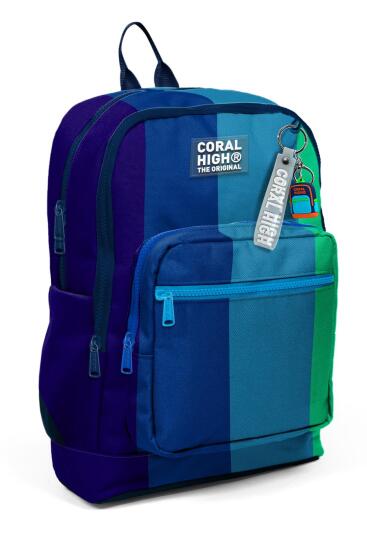 Coral High Kids Renkli Çizgili Dört Bölmeli Okul Sırt Çantası 23781 - 1