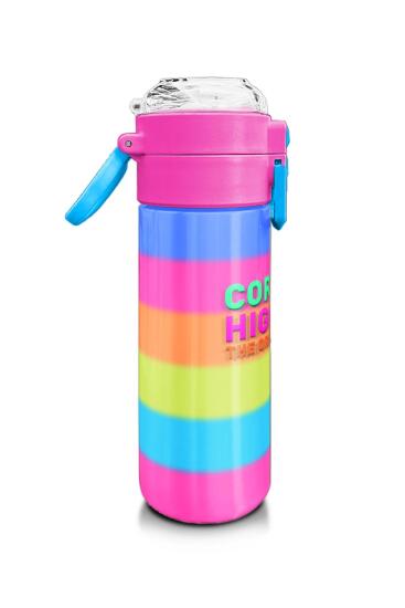 Coral High Kids Renkli Çizgili Pipetli ve Direk İçimli Paslanmaz Çelik Termos 500 ML 31986 - 2