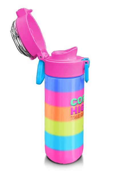 Coral High Kids Renkli Çizgili Pipetli ve Direk İçimli Paslanmaz Çelik Termos 500 ML 31986 - 6