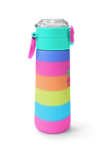 Coral High Kids Renkli Çizgili Pipetli ve Direk İçimli Paslanmaz Çelik Termos 500 ML 31986 - 2