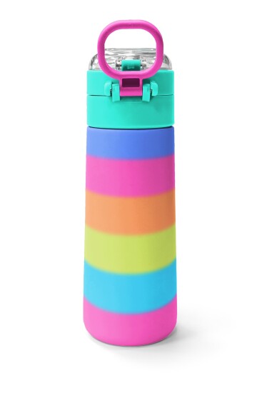 Coral High Kids Renkli Çizgili Pipetli ve Direk İçimli Paslanmaz Çelik Termos 500 ML 31986 - 4