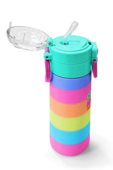 Coral High Kids Renkli Çizgili Pipetli ve Direk İçimli Paslanmaz Çelik Termos 500 ML 31986 - 5