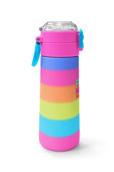 Coral High Kids Renkli Çizgili Pipetli ve Direk İçimli Paslanmaz Çelik Termos 500 ML 31986 - 2