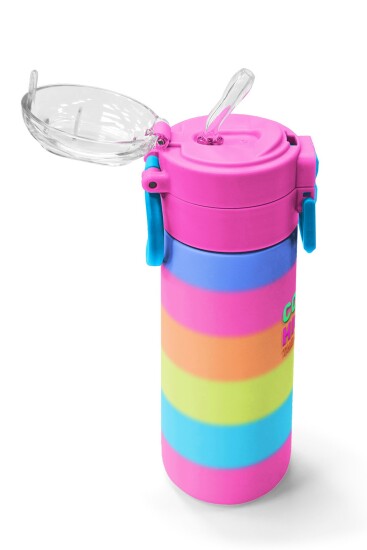Coral High Kids Renkli Çizgili Pipetli ve Direk İçimli Paslanmaz Çelik Termos 500 ML 31986 - 5