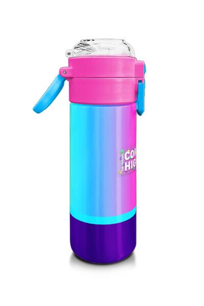 Coral High Kids Renkli Çizgili Pipetli ve Direkt İçim Çelik Termos 500 ml 31836 - 2